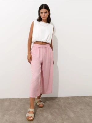 Mohito - Różowe spodnie z szeroką nogawką - różowy