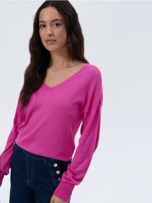 Mohito - Różowy sweter z bawełny i lyocellu - fuksjowy