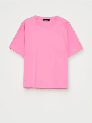 Mohito - Różowy t-shirt z merceryzowanej bawełny - fioletowy