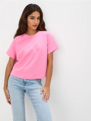 Mohito - Różowy t-shirt z merceryzowanej bawełny - fioletowy