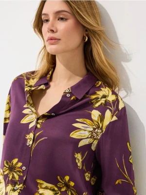 Mohito - Satynowa koszula w kwiaty - kremowy