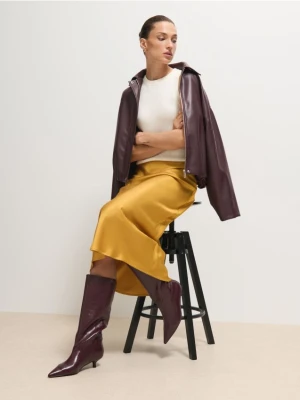 Mohito - Satynowa spódnica midi - bursztynowy