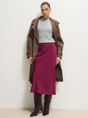 Mohito - Satynowa spódnica midi - kasztanowy