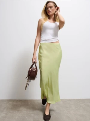 Mohito - Satynowa spódnica midi - zielony