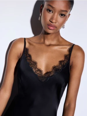 Mohito - Satynowa sukienka maxi - czarny