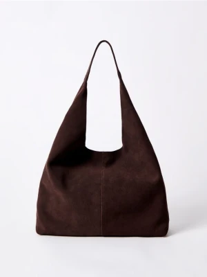 Mohito - Skórzana ciemnobrązowa torebka - ciemnobrązowy