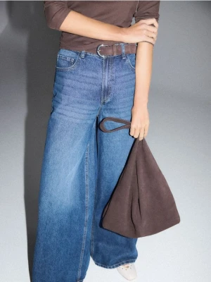 Mohito - Skórzana ciemnobrązowa torebka - ciemnobrązowy