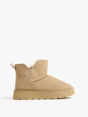 Mohito - Skórzane beżowe śniegowce - beżowy