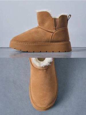 Mohito - Skórzane brązowe śniegowce - brązowy