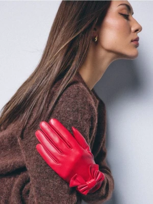 Mohito - Skórzane czerwone rękawiczki - czerwony