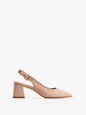 Mohito - Skórzane czółenka na słupku - brązowy