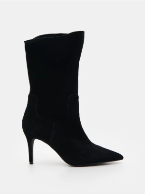 Mohito - Skórzane kozaki na szpilce - czarny