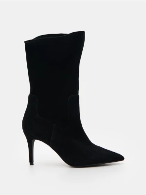 Mohito - Skórzane kozaki na szpilce - czarny