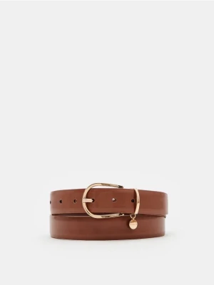 Mohito - Skórzany pasek - beżowy