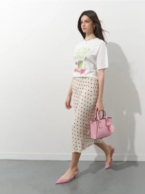 Mohito - Spódnica midi w groszki - kremowy