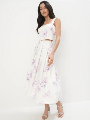 Mohito - Spódnica midi w kwiaty - kremowy
