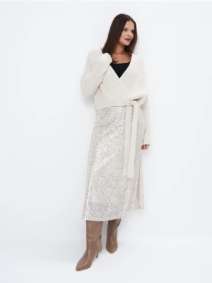 Mohito - Spódnica midi z cekinami - kremowy