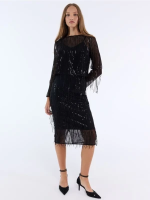 Mohito - Spódnica midi z frędzlami - czarny