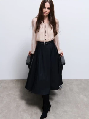 Mohito - Spódnica midi z imitacji skóry - czarny