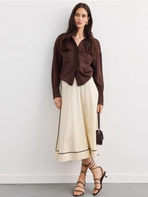 Mohito - Spódnica midi z kontrastowymi lamówkami - kremowy