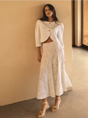 Mohito - Spódnica midi z koronką - kremowy