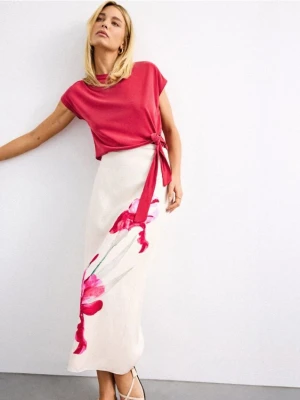 Mohito - Spódnica midi z lyocellu - beżowy