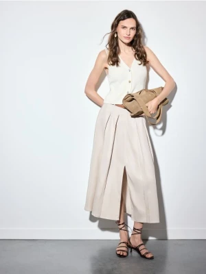 Mohito - Spódnica midi z lyocellu - beżowy