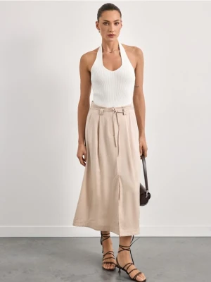 Mohito - Spódnica midi z lyocellu - beżowy
