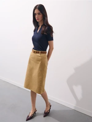 Mohito - Spódnica midi z paskiem - beżowy