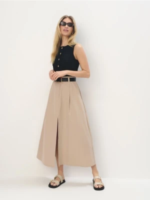 Mohito - Spódnica midi z paskiem - beżowy
