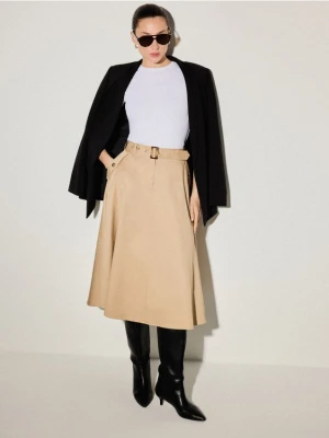Mohito - Spódnica midi z paskiem - beżowy