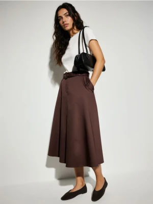 Mohito - Spódnica midi z paskiem - ciemnobrązowy
