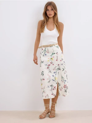 Mohito - Spódnica midi z plecionym paskiem - beżowy