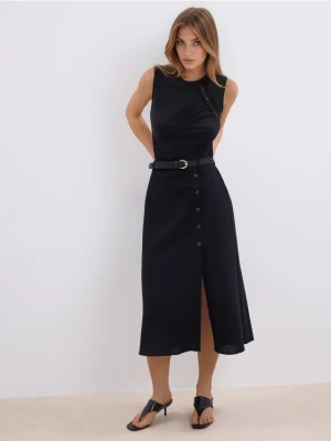 Mohito - Spódnica midi z plecionym paskiem - czarny
