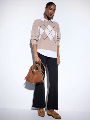 Mohito - Spodnie flare petite - czarny