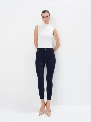 Mohito - Spodnie skinny PETITE - granatowy