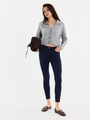 Mohito - Spodnie skinny PETITE - granatowy