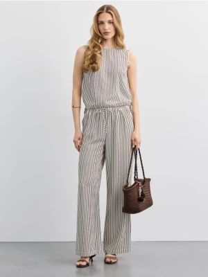 Mohito - Spodnie w paski - ciemnobrązowy