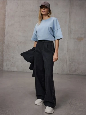 Mohito - Spodnie wide leg - granatowy