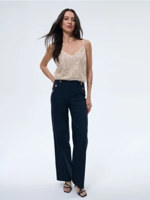 Mohito - Spodnie wide leg - granatowy