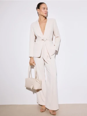 Mohito - Spodnie wide leg - kremowy