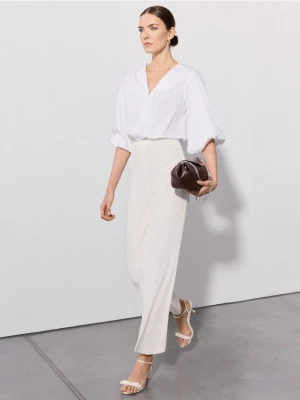 Mohito - Spodnie wide leg - kremowy