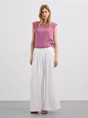 Mohito - Spodnie wide leg - kremowy