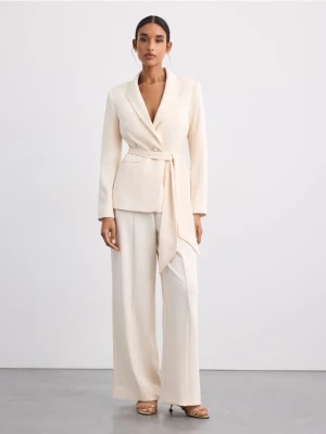Mohito - Spodnie wide leg - kremowy