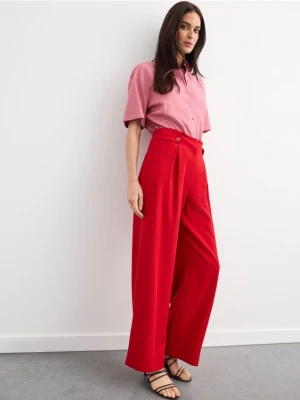 Mohito - Spodnie wide leg z lyocellu - czerwony
