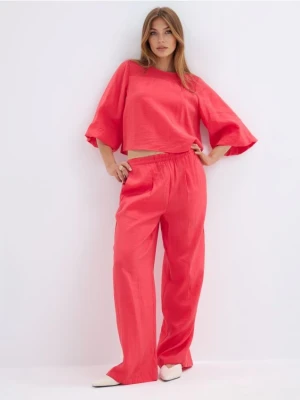 Mohito - Spodnie wide leg z modalem - czerwony