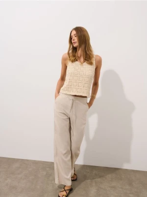 Mohito - Spodnie z lnu i wiskozy - beżowy