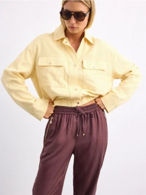 Mohito - Spodnie z lyocellu - ciemnobrązowy