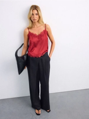 Mohito - Spodnie z lyocellu i lnu - czarny