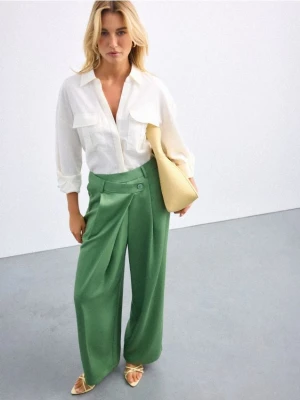 Mohito - Spodnie z lyocellu i lnu - zielony